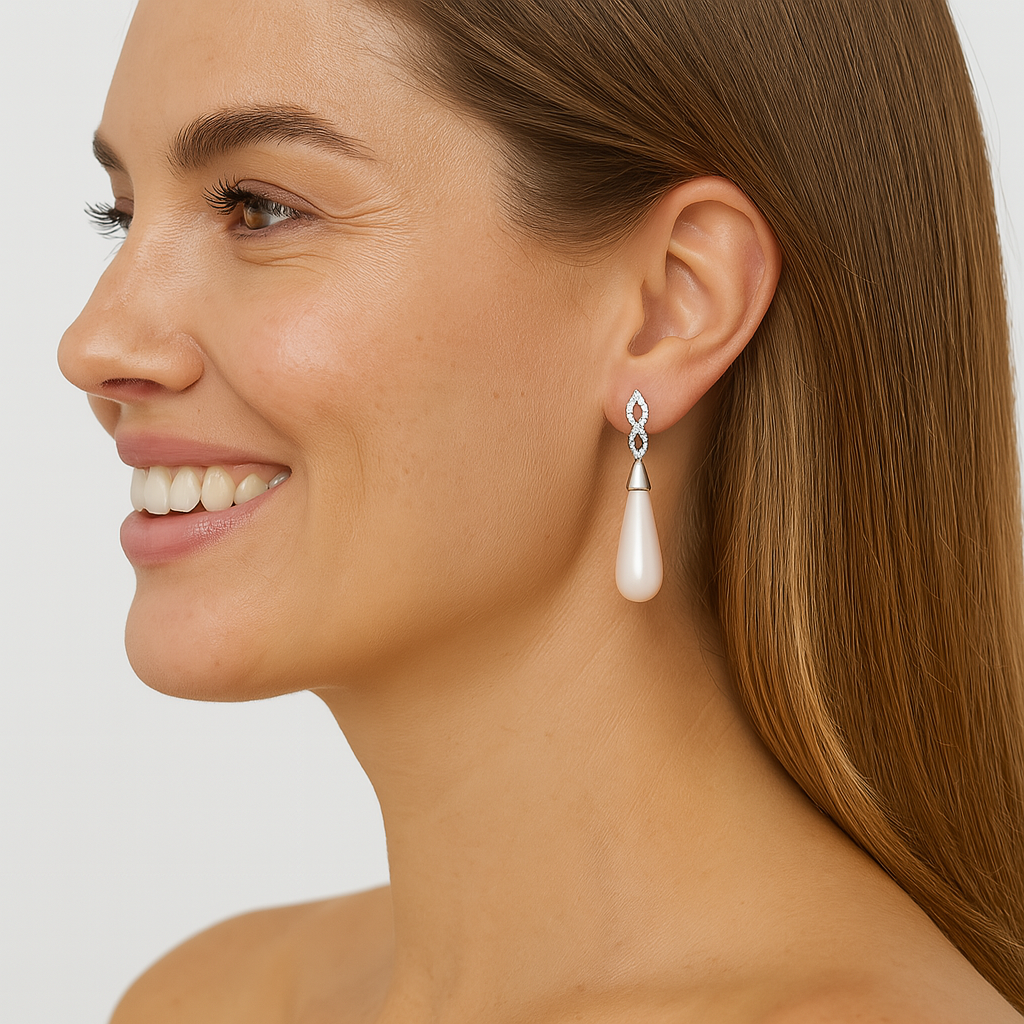 Pearl Teardrop Dangle Earrings – Sterling Silver