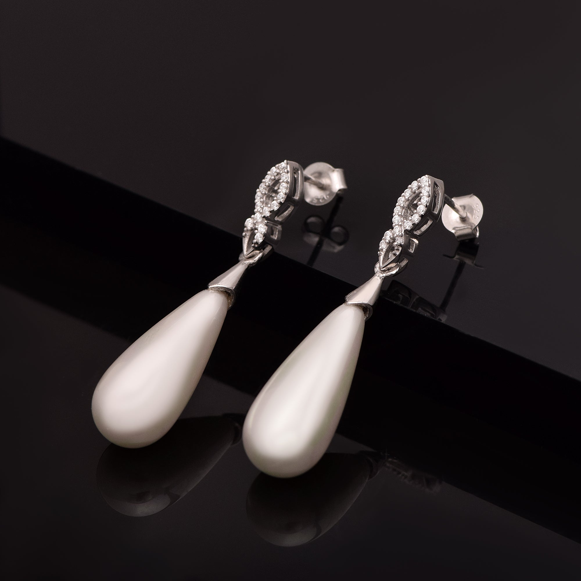 Pearl Teardrop Dangle Earrings – Sterling Silver