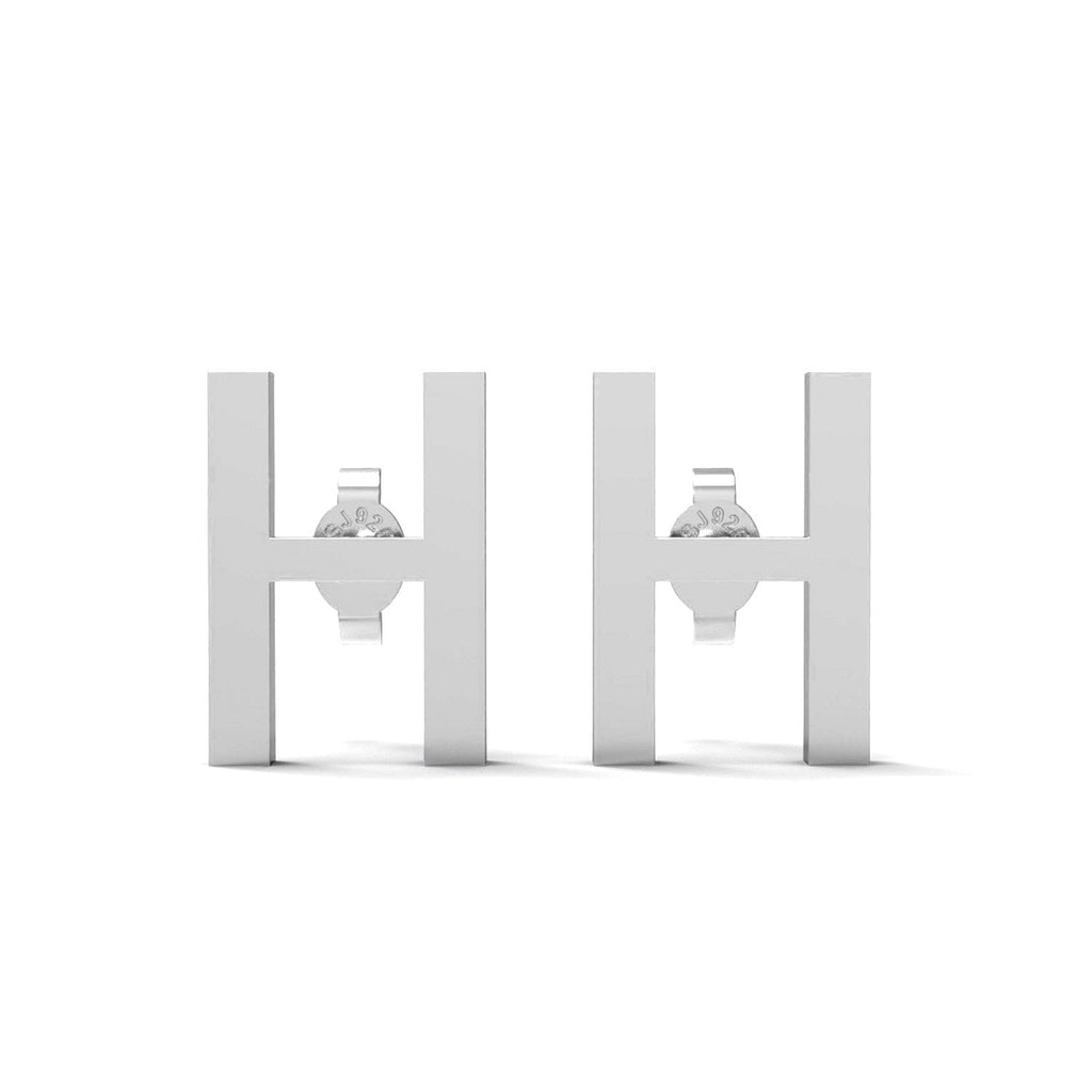 Initial "H" Monogram Stud Earring – Sterling Silver