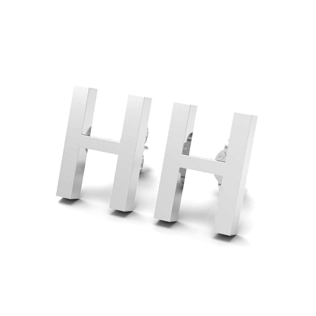 Initial "H" Monogram Stud Earring – Sterling Silver