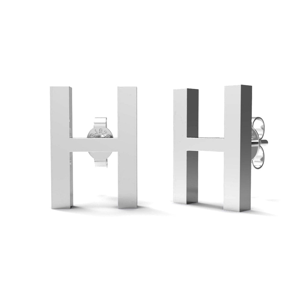 Initial "H" Monogram Stud Earring – Sterling Silver