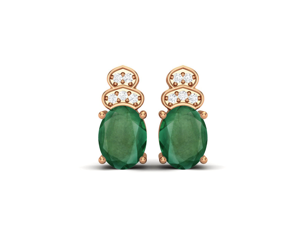 Emerald Vintage Inspired Three-Stone Earrings – Sterling Silver