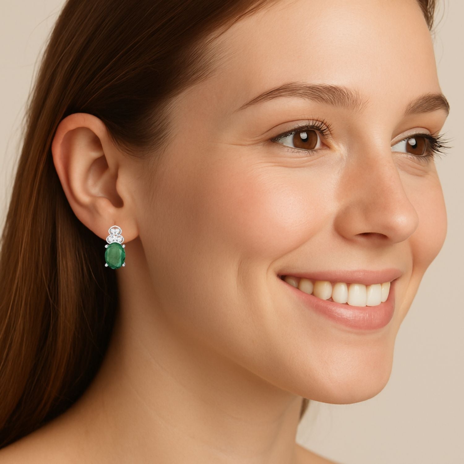 Emerald Vintage Inspired Three-Stone Earrings – Sterling Silver