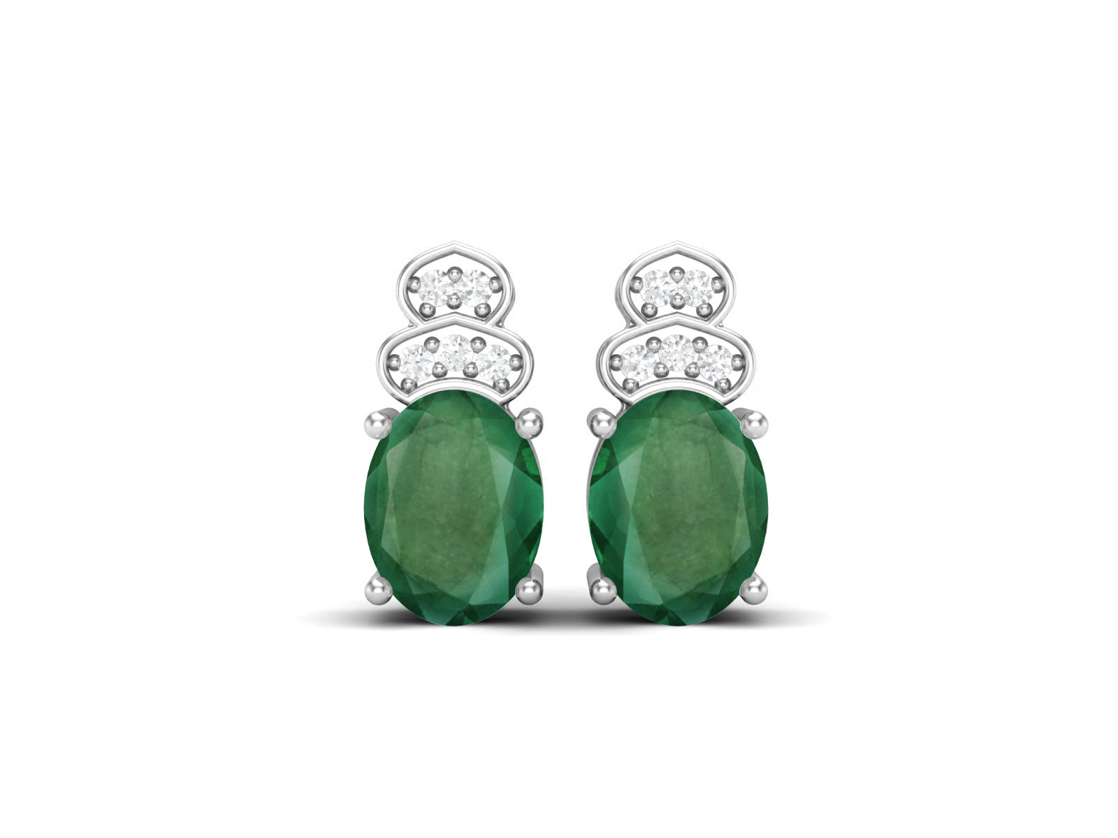 Emerald Vintage Inspired Three-Stone Earrings – Sterling Silver