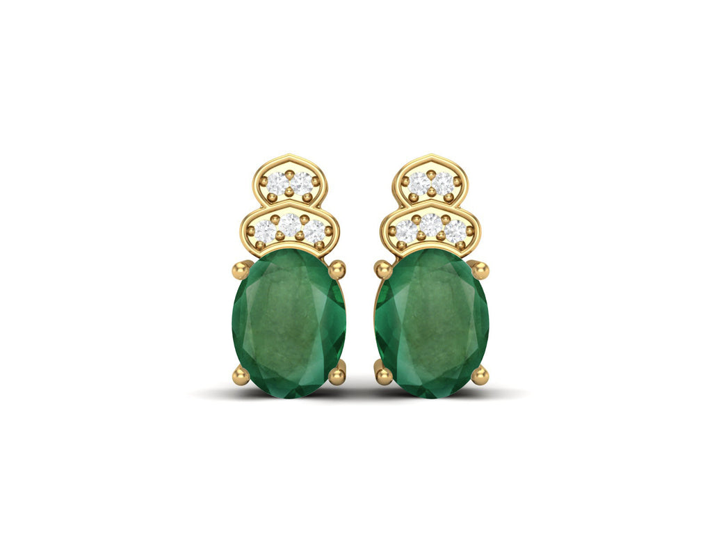 Emerald Vintage Inspired Three-Stone Earrings – Sterling Silver