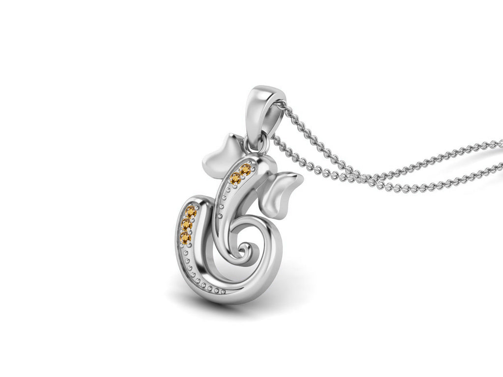 Citrine OM Ganesha Necklace - Sterling Silver