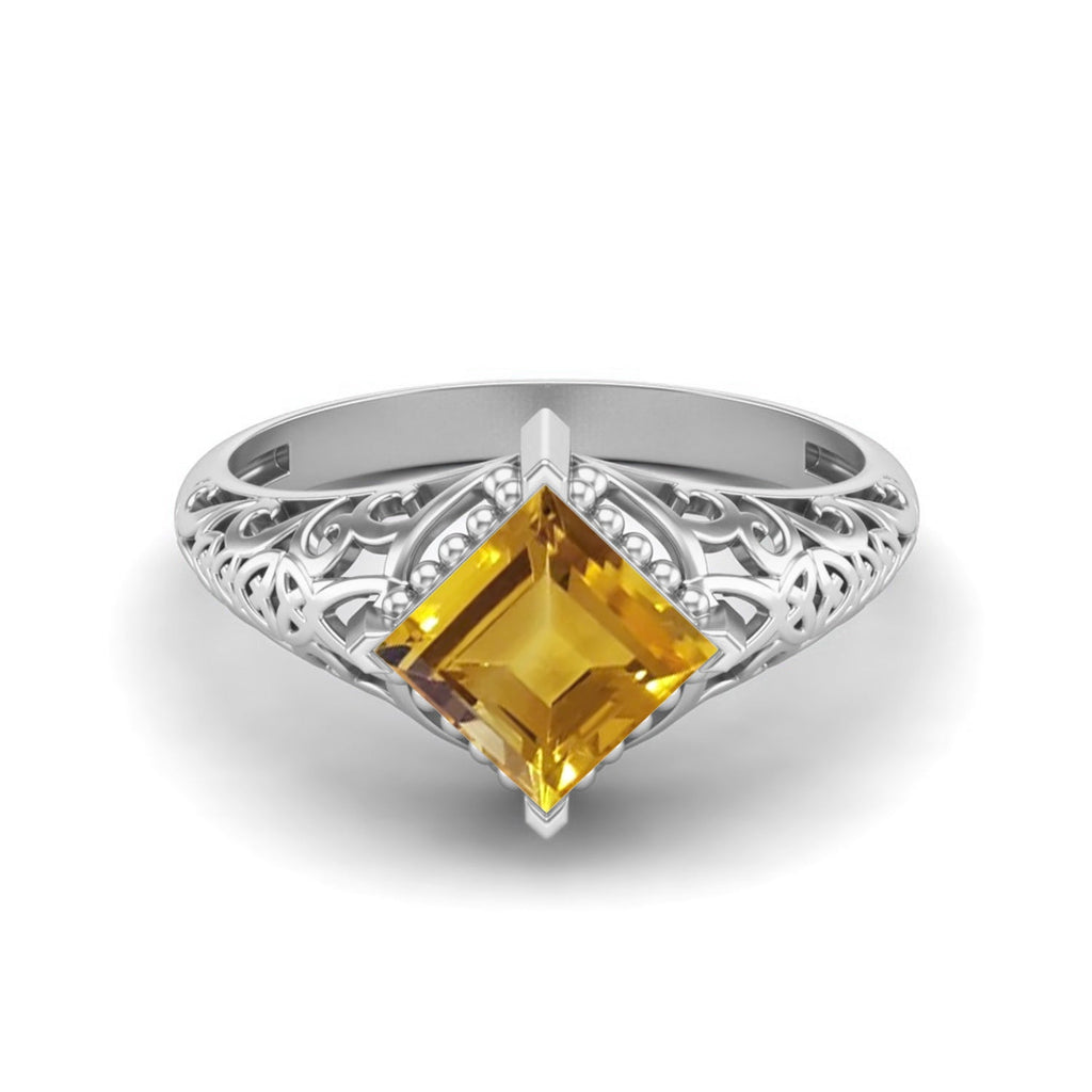 Citrine Intricate Filigree Ring – Sterling Silver