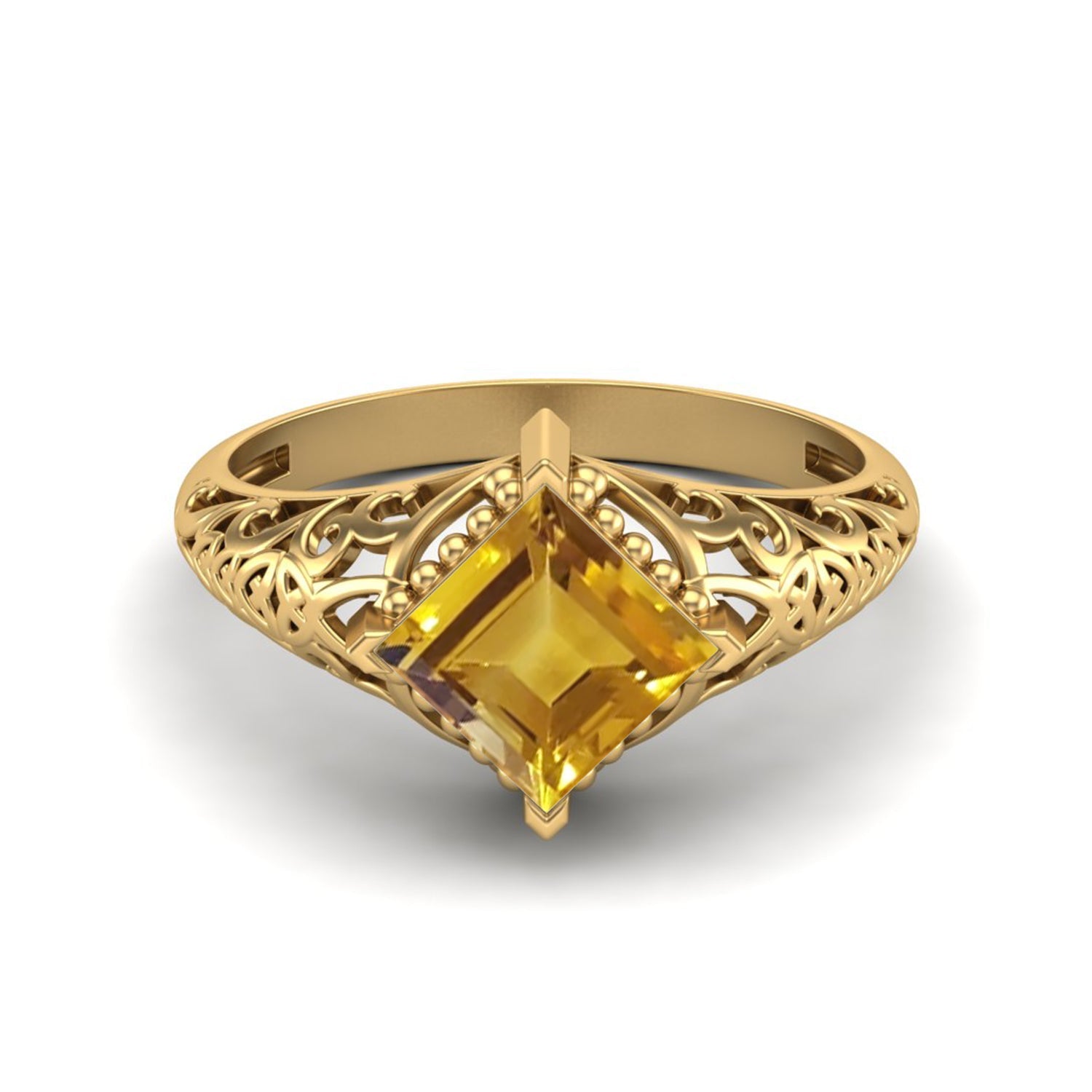 Citrine Intricate Filigree Ring – Sterling Silver